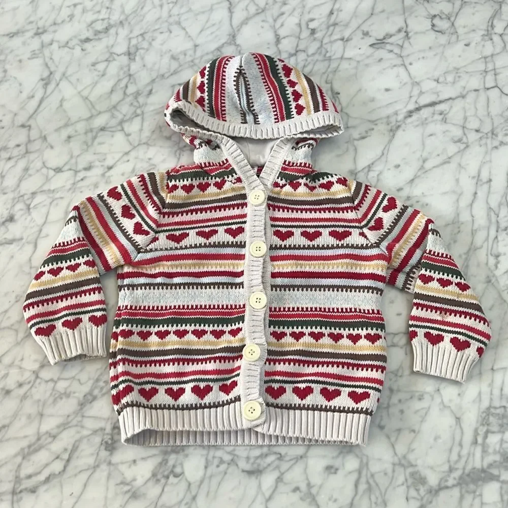 Gymboree Knit Hooded Heart cardigan Sz 4T